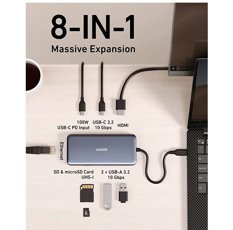 هاب 8 پورت USB-C انکر مدل PowerExpand 8-in-1 A8383