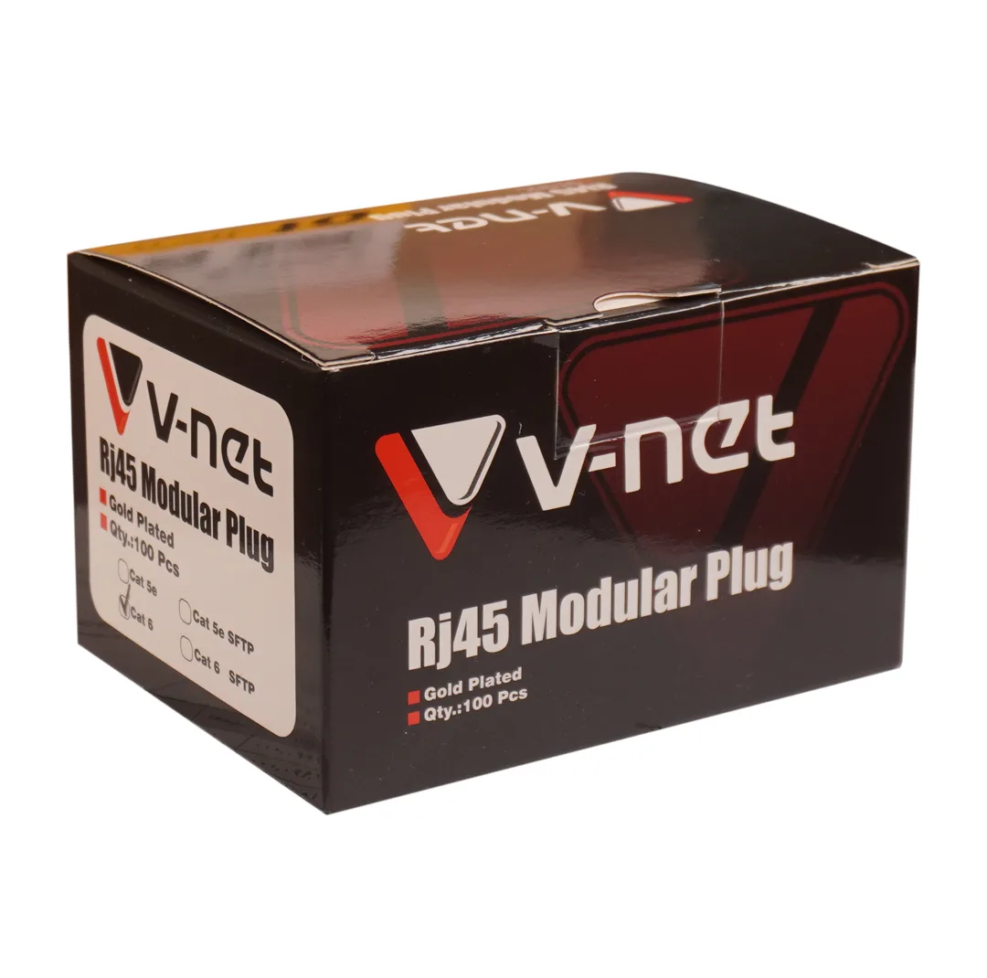 سوکت شبکه CAT6 UTP وی نت مدل V-NC6U0100 بسته 100 عددی