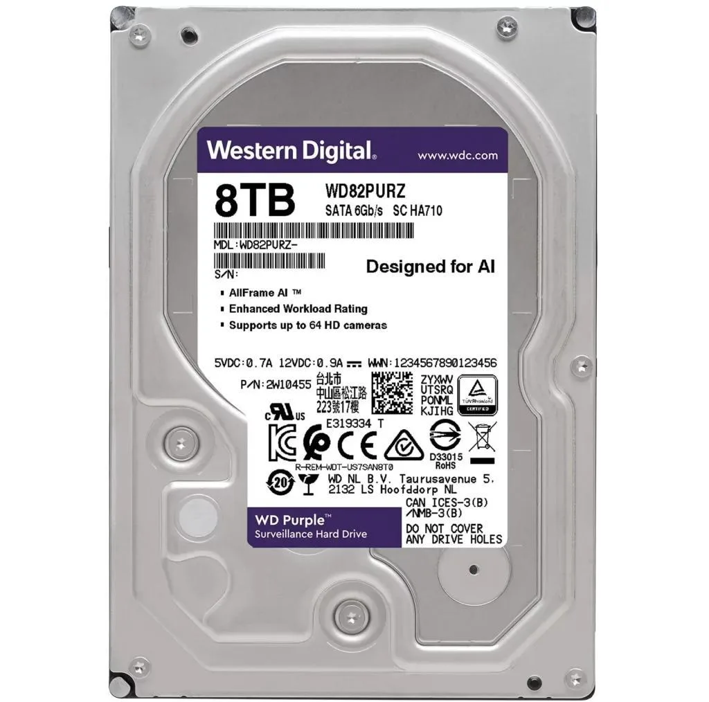 هارددیسک اینترنال وسترن دیجیتال مدل Purple WD82PURX-64GVLY0 ظرفیت 8 ترابایت