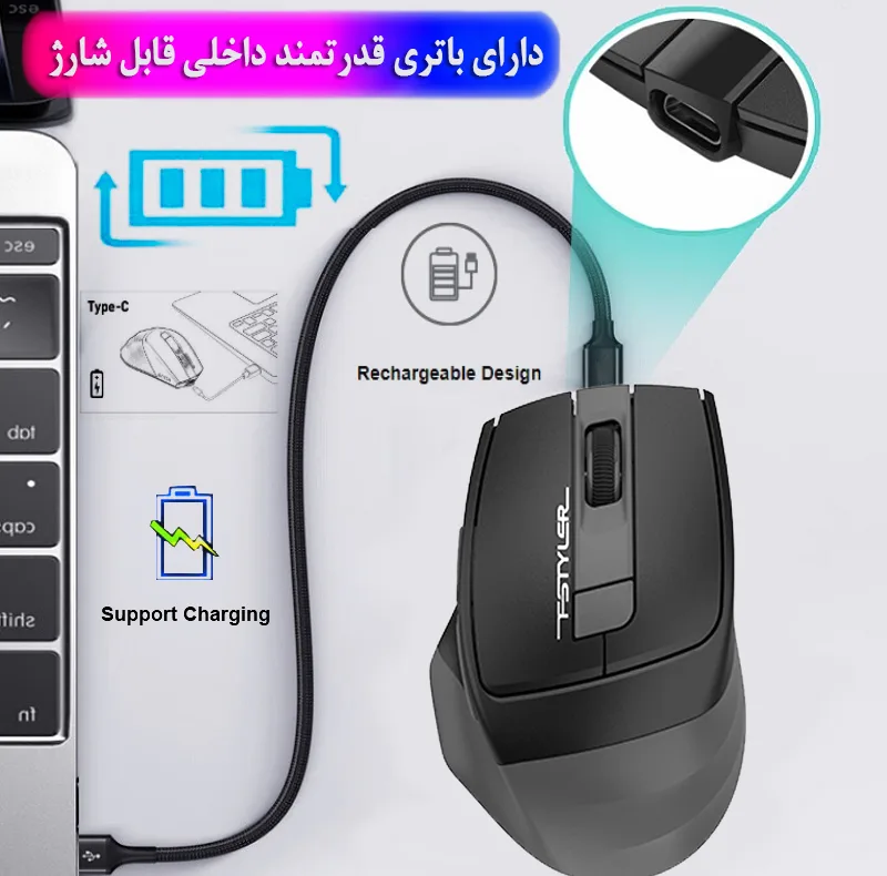 ماوس دوگانه بی سیم و باسیم ای فورتک مدل FSTYLER_FG_35_C_PLUS
