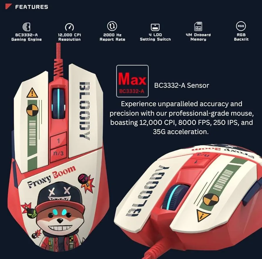 ماوس گیمینگ بلادی مدل W63 Max Proxy Boom Activated