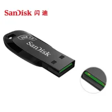 فلش مموری 64 گیگابایت سن دیسک مدل ULTRA SHIFT CZ410 با رابط USB 3.1، سرعت خواندن 100 مگابایت بر ثانیه، نرم‌افزار امنیتی SanDisk SecureAccess و بازیابی فایل RESCUEPRO Deluxe، مناسب ضبط خودرو و تلویزیون