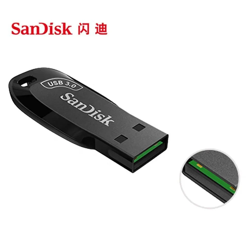 فلش مموری 64 گیگابایت سن دیسک مدل ULTRA SHIFT CZ410 با رابط USB 3.1، سرعت خواندن 100 مگابایت بر ثانیه، نرمافزار امنیتی SanDisk SecureAccess و بازیابی فایل RESCUEPRO Deluxe، مناسب ضبط خودرو و تلویزیون
