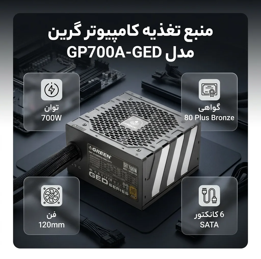 منبع تغذیه کامپیوتر گرین مدل GP700A-GED