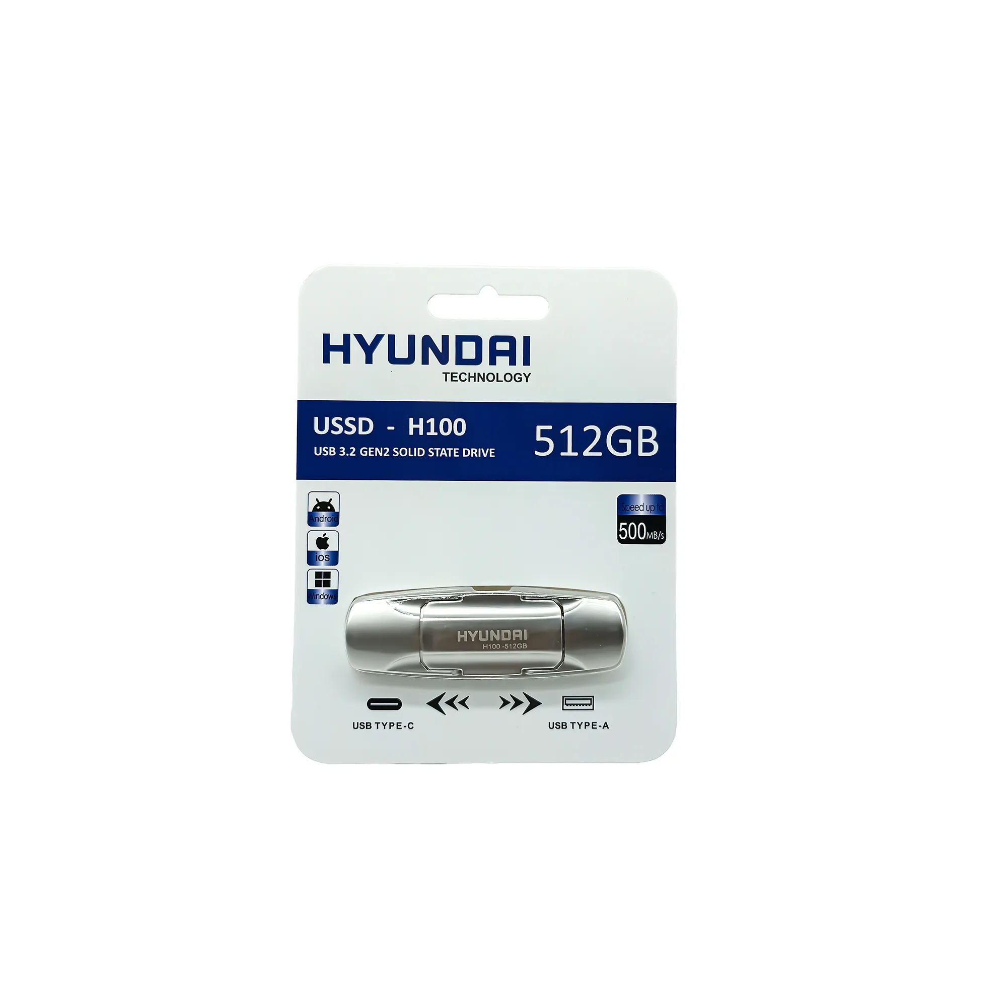 اس اس دی اکسترنال هیوندای مدل H100 ظرفیت 512 گیگابایت رابط USB 3.2 Gen2