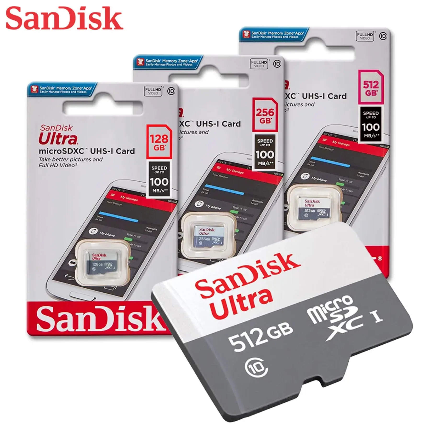 کارت حافظه microSDXC سن دیسک مدل Ultra کلاس 10 استاندارد UHS-I U1 سرعت 100MBps ظرفیت 512 گیگابایت