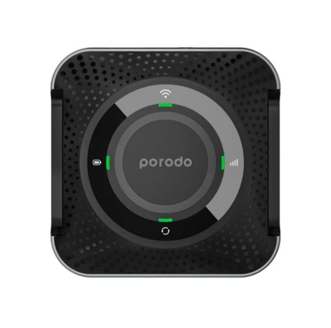 مودم روتر قابل حمل پرودو مدل PD-4GCPME-BKGY با پشتیبانی 4G LTE، باتری 4000 میلی‌آمپرساعتی با شارژدهی 12 ساعت، اتصال همزمان تا 10 دستگاه، پورت LAN و فرکانس 2.4 گیگاهرتز
