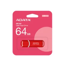 فلش مموری ای دیتا مدل UV150 ظرفیت 64 گیگابایت، رابط USB 3.2 Gen1، سرعت خواندن 90 مگابایت بر ثانیه، طراحی درپوش‌دار، سازگار با گوشی، تبلت، کامپیوتر و تلویزیون