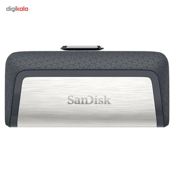 فلش‌مموری سن‌دیسک مدل Ultra Dual Drive USB Type-C ظرفیت 32 گیگابایت با دو درگاه USB3.1 و USB Type-C، سرعت انتقال تا 130 مگابایت بر ثانیه، قابلیت اتصال به گوشی و تبلت، طراحی جمع‌وجور و بدنه ترکیبی فلز و پلاستیک