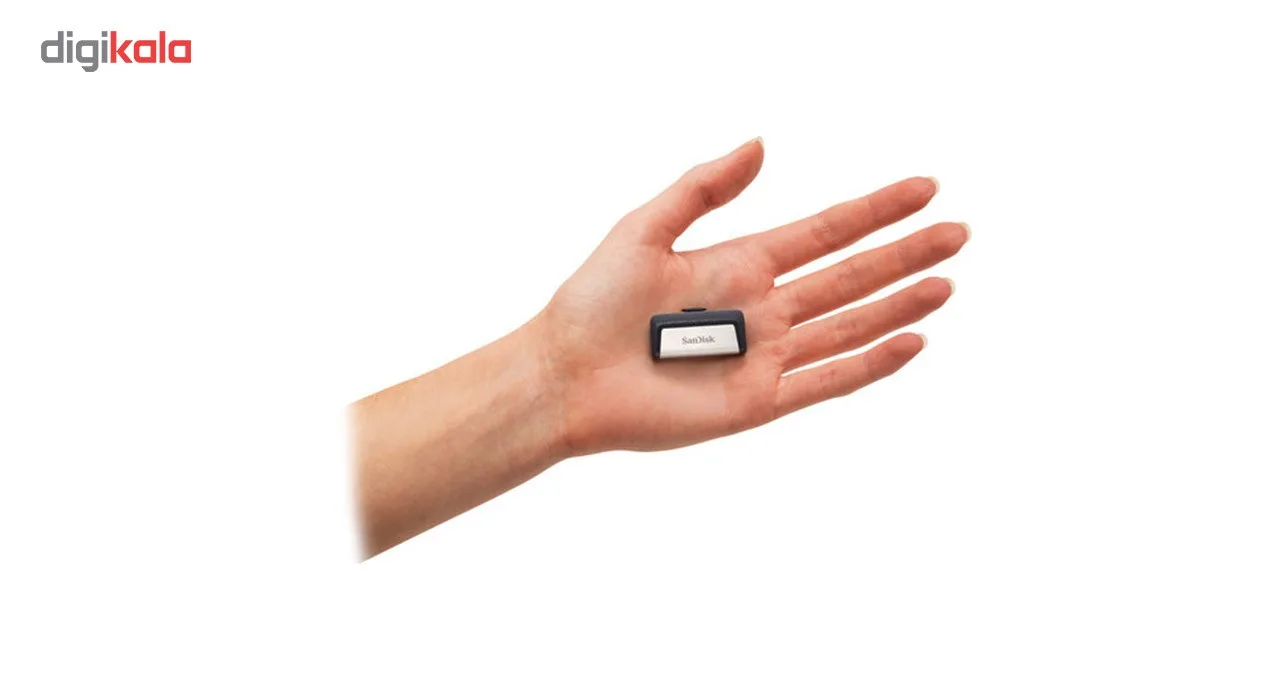فلش‌مموری سن‌دیسک مدل Ultra Dual Drive USB Type-C ظرفیت 32 گیگابایت با دو درگاه USB3.1 و USB Type-C، سرعت انتقال تا 130 مگابایت بر ثانیه، قابلیت اتصال به گوشی و تبلت، طراحی جمع‌وجور و بدنه ترکیبی فلز و پلاستیک