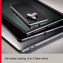 فلش مموری سن دیسک Ultra Dual Drive Luxe ظرفیت 1 ترابایت با دو رابط USB Type-C و USB Type-A، طراحی تاشو، فلزی، سازگار با ویندوز، مک، اندروید و iOS، استاندارد USB 3.2 Gen2