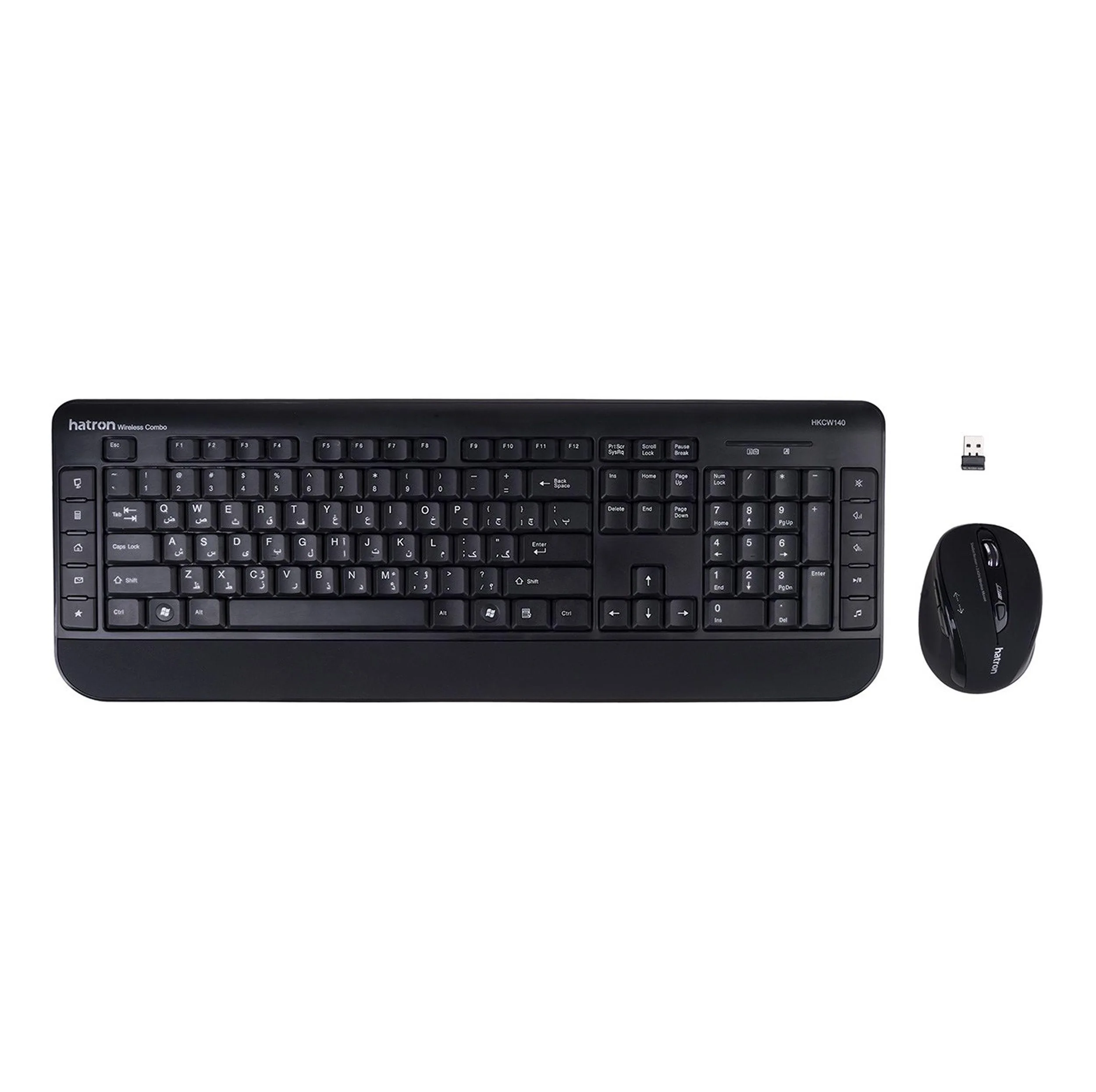 کیبورد و ماوس بی سیم هترون مدل HKCW140، سوییچ ممبران، Full-Size