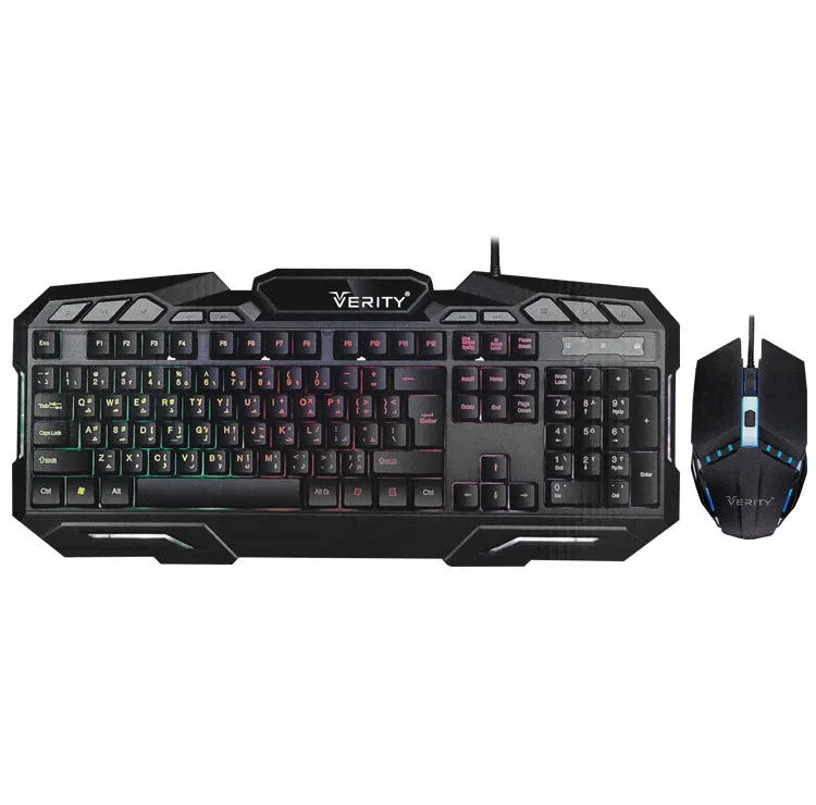 کیبورد و ماوس گیمینگ وریتی مدل V-KB6126GCW، سوییچ ممبران، Full-Size، نورپردازی LED RGB