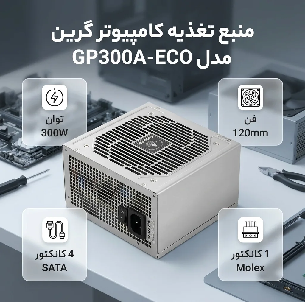 منبع تغذیه کامپیوتر گرین مدل GP300A-ECO