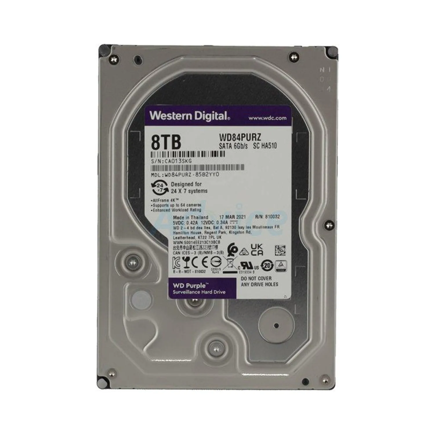 هارددیسک اینترنال وسترن دیجیتال مدل Purple WD84PURZ ظرفیت 8 ترابایت