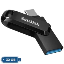 فلش مموری سن دیسک مدل Ultra Dual Drive Go ظرفیت 32 گیگابایت با دو رابط USB 3.2 و USB-C، سرعت خواندن 150 مگابایت بر ثانیه، بدنه فلزی، سازگار با گوشی، تبلت، کامپیوتر و مک