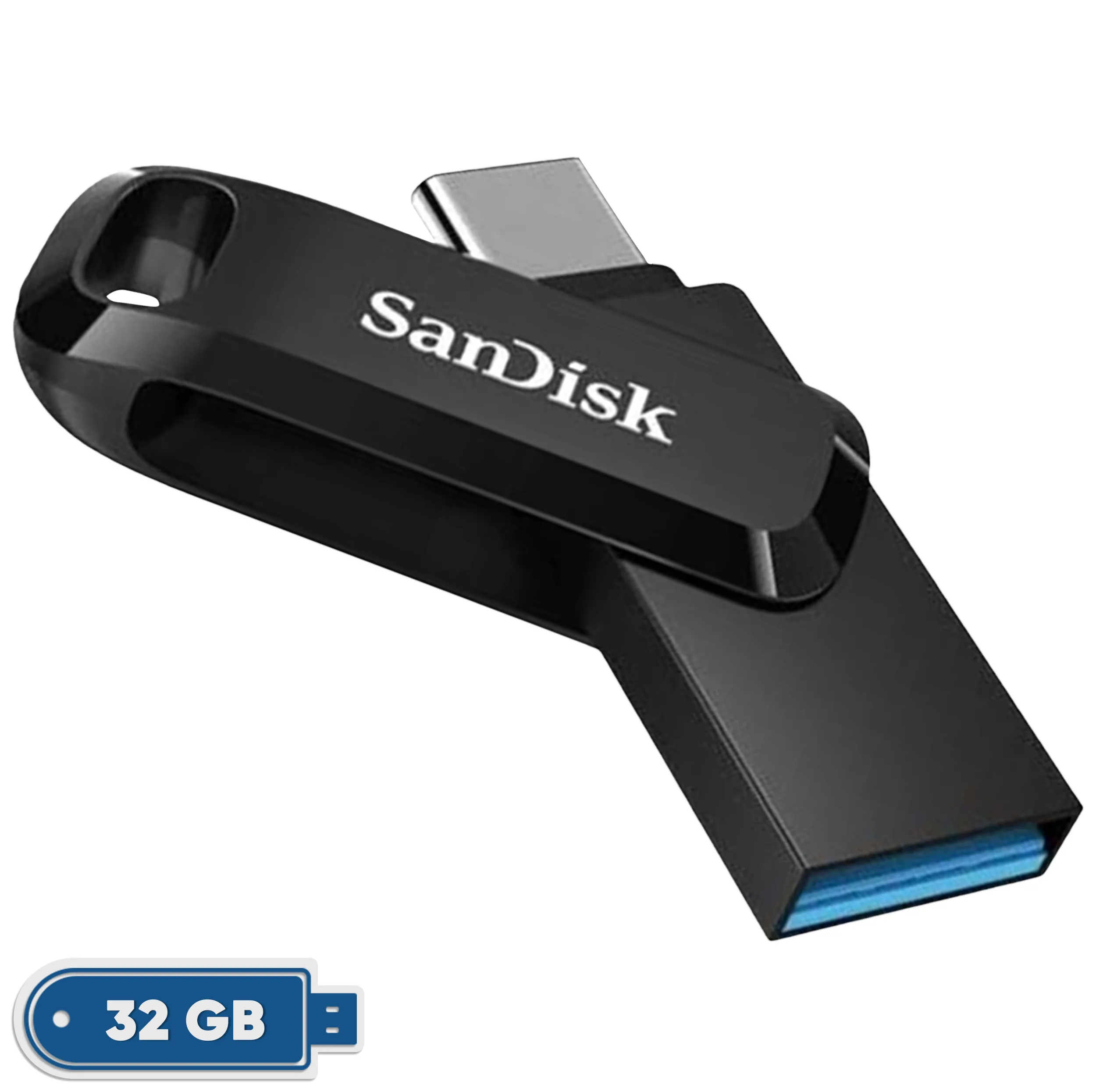 فلش مموری سن دیسک مدل Ultra Dual Drive Go ظرفیت 32 گیگابایت با دو رابط USB 3.2 و USB-C، سرعت خواندن 150 مگابایت بر ثانیه، بدنه فلزی، سازگار با گوشی، تبلت، کامپیوتر و مک