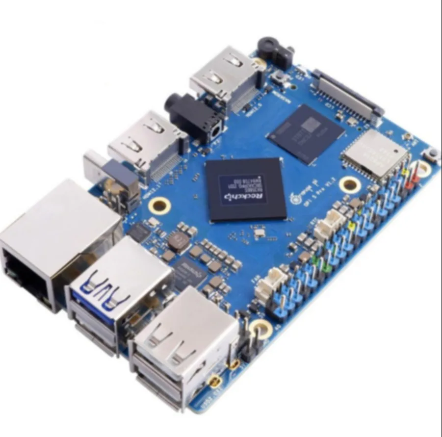 کامپیوتر کوچک اورنج پای مدل پرو با پردازنده Cortex 8core 64-bit processor حافظه بدون حافظه داخلی با ظرفیت بدون حافظه داخلی رم LPDDR5 با ظرفیت 16 گیگابایت پردازنده گرافیکی ARM