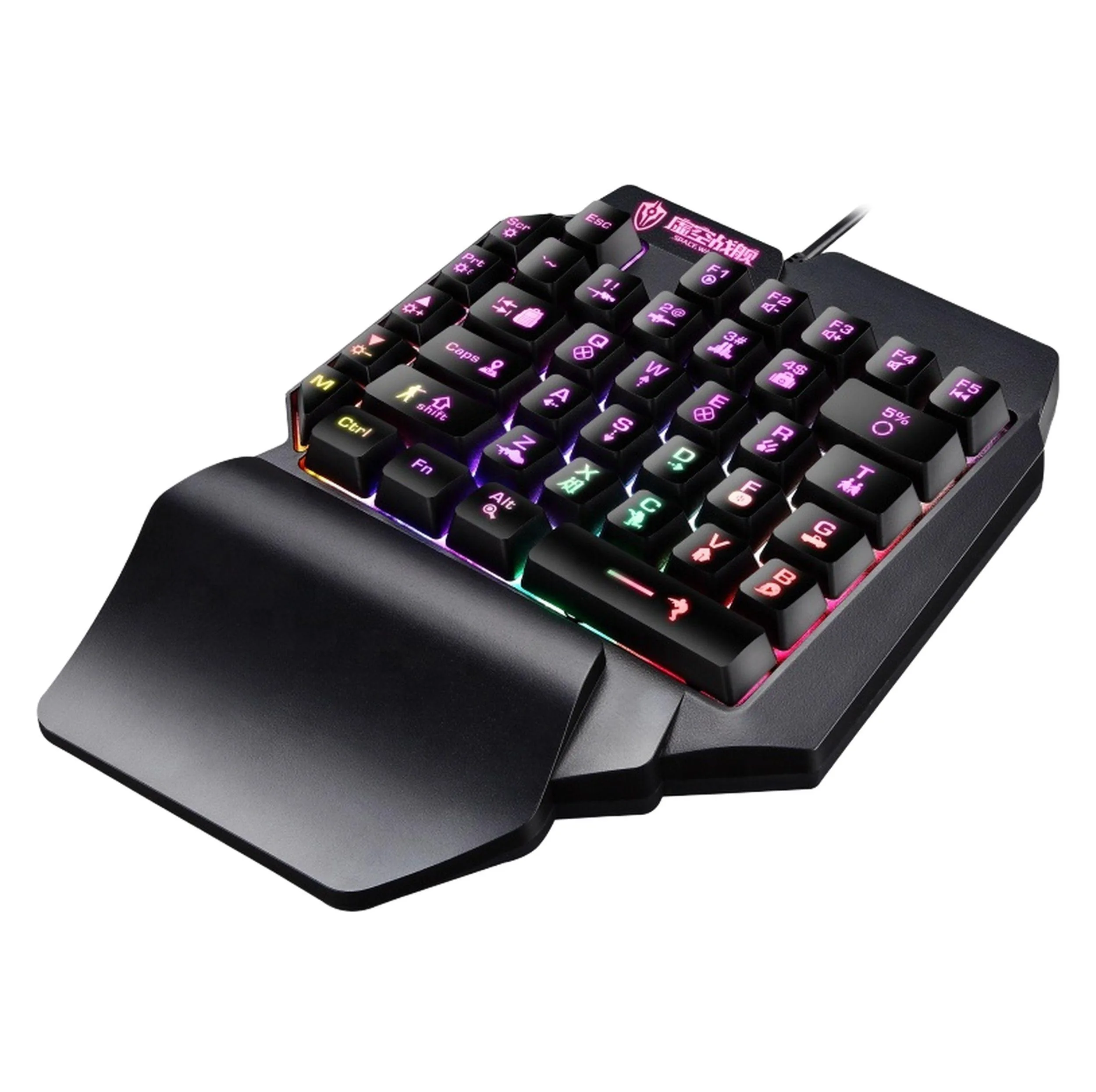 کیبورد گیمینگ شیپادو مدل RGBF6، سوییچ ممبران، Tenkeyless، نورپردازی LED RGB