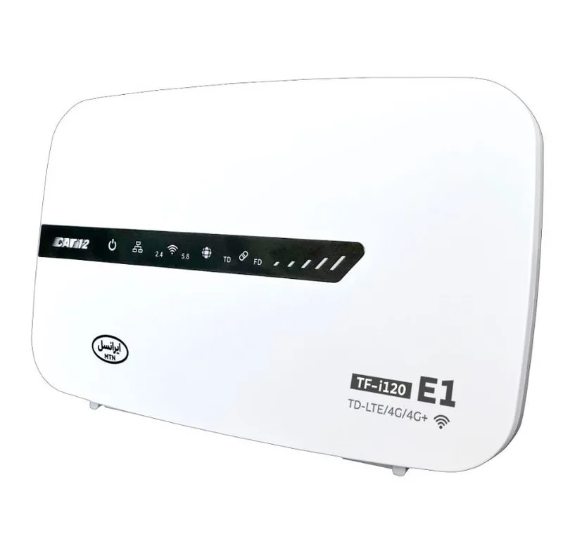 مودم روتر 4.5G ایرانسل مدل TF-i120 E1 با اتصال وای‌فای و کابل LAN، پشتیبانی از 32 کاربر، سیم‌کارت و 300 گیگابایت اینترنت 3 ماهه