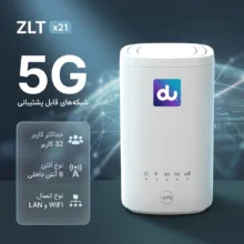 مودم روتر 5G خانگی، قابل حمل و گیمینگ زد ال تی مدل x21 با پشتیبانی 32 کاربر، 8 آنتن داخلی، اتصال LAN و وای‌فای، رابط شیار سیم‌کارت، USB Type-C و RJ-45، منبع تغذیه آداپتور و پورت USB