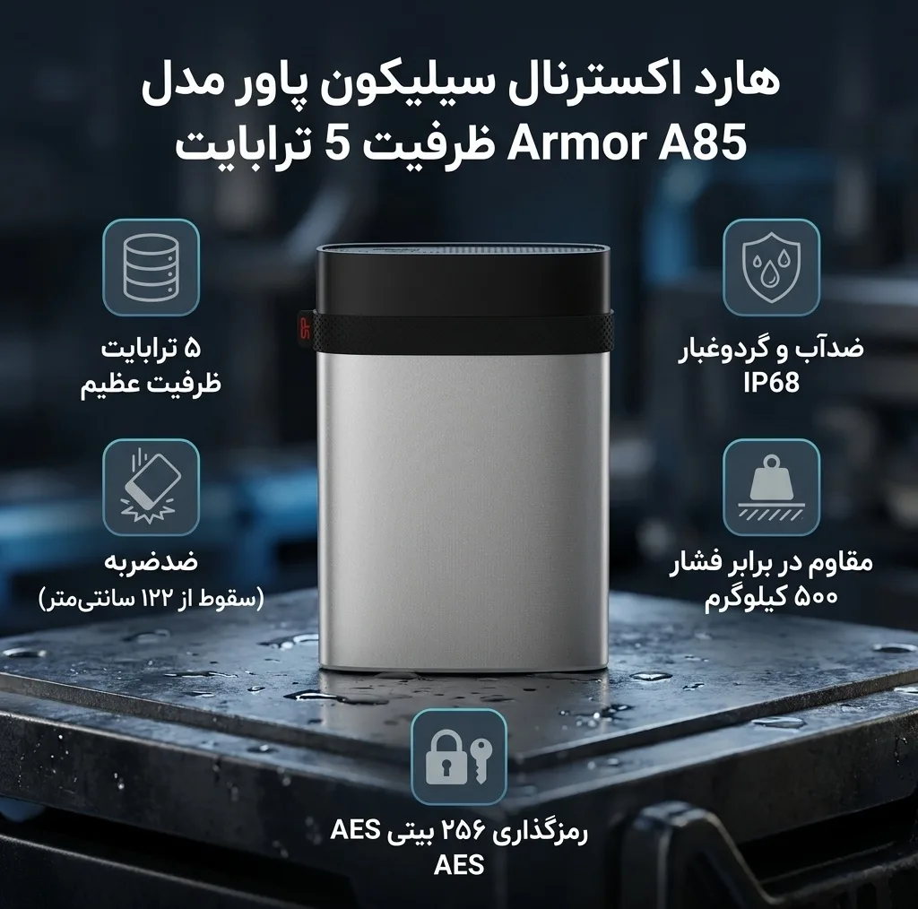 هارد اکسترنال سیلیکون پاور مدل Armor A85 ظرفیت 5 ترابایت