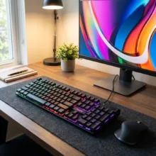 کیبورد بیاند مدل BK-7120 RGB، سوئیچ ممبران، Full-Size، نورپردازی LED RGB