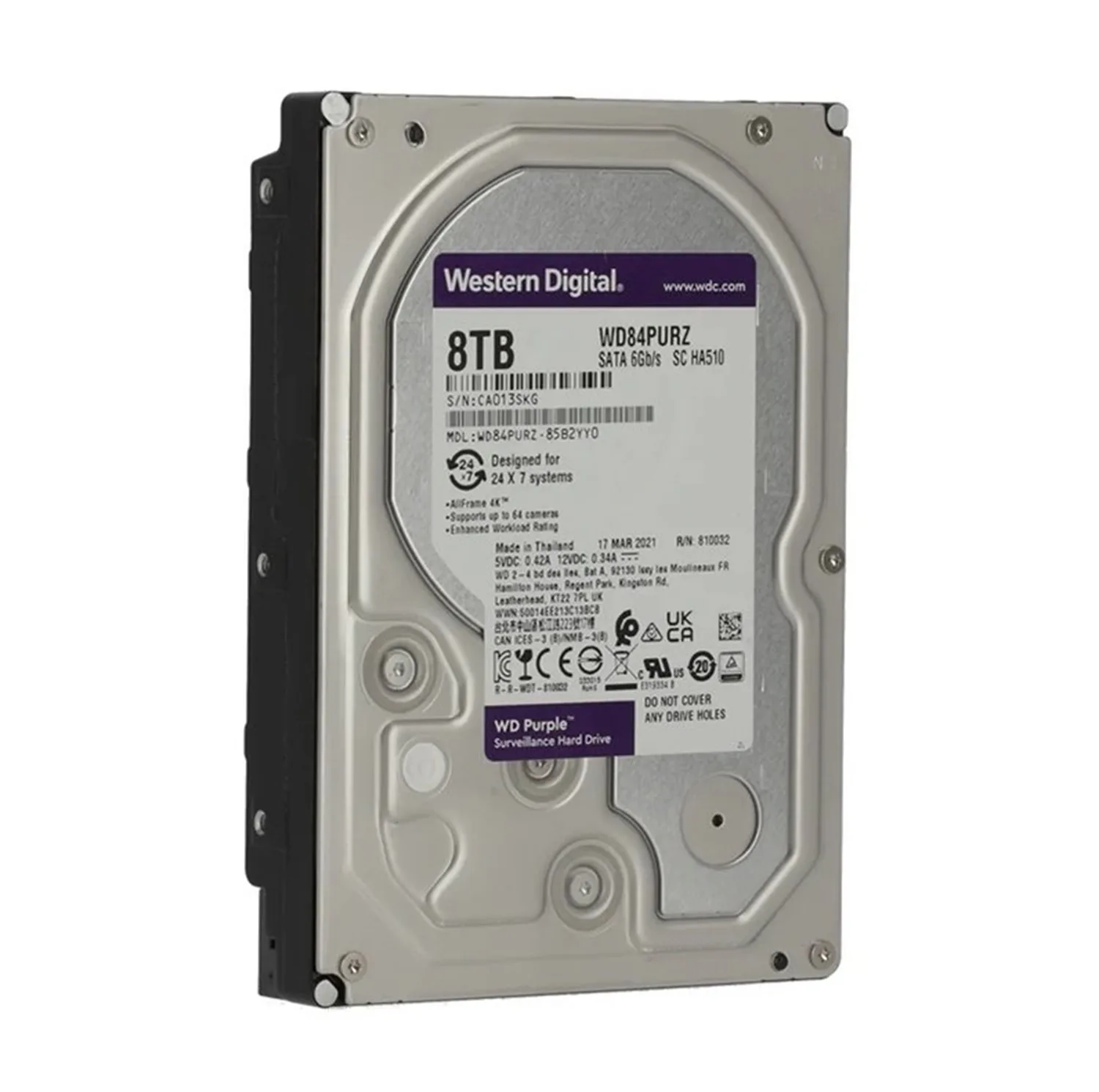 هارددیسک اینترنال وسترن دیجیتال مدل Purple WD84PURZ ظرفیت 8 ترابایت