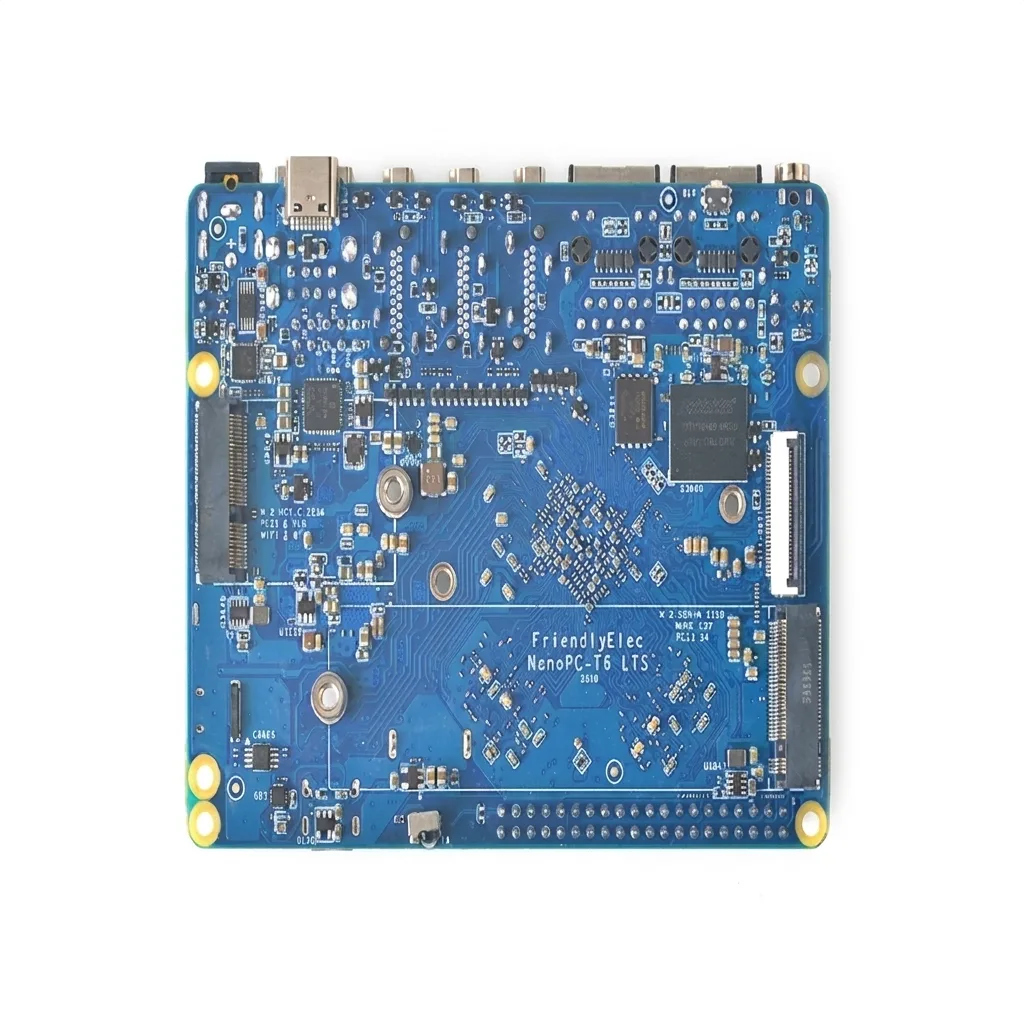 کامپیوتر کوچک فرندلی الکترونیک مدل NanoPC-T6 با پردازنده RK3588 حافظه eMMC با ظرفیت 64 گیگابایت حافظه داخلی رم LPDDR4X با ظرفیت 4 گیگابایت پردازنده گرافیکی Mali-G610