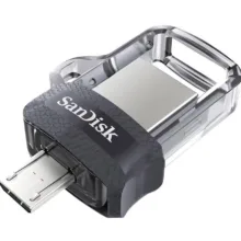 فلش مموری دوکاره سن دیسک مدل Ultra Dual Drive M3.0 ظرفیت 128 گیگابایت با رابط USB3.0 و MicroUSB، سرعت خواندن تا 150 مگابایت بر ثانیه و پشتیبانی از اپلیکیشن SanDisk Memory Zone