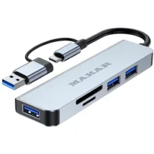 هاب و کارت خوان 5 پورت USB 3.0 ماکار مدل 5in1 MK-HU235