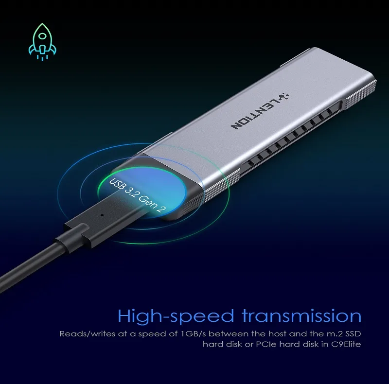 قاب هارد دیسک لنشن مدل SSD M.2 NVMe کد C9Elite-GRY