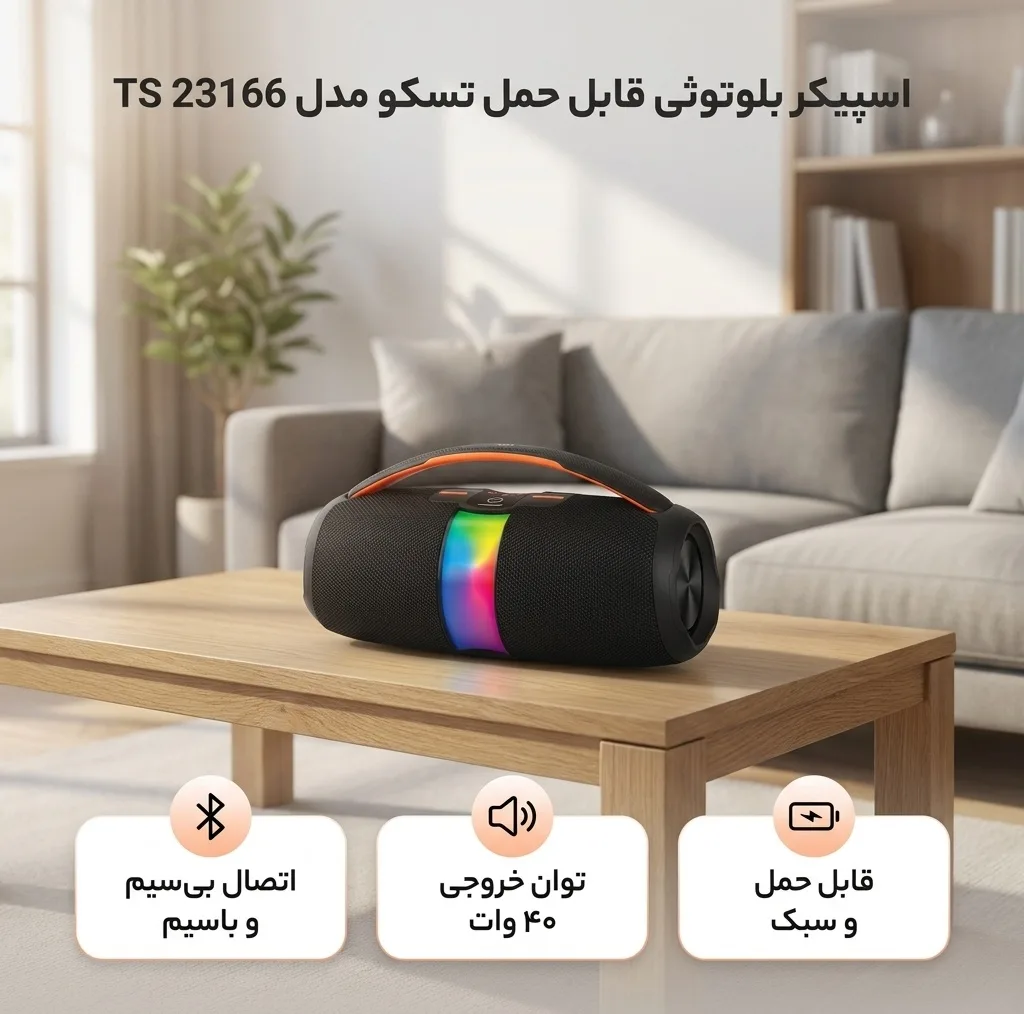 اسپیکر بلوتوثی قابل حمل تسکو مدل TS 23166