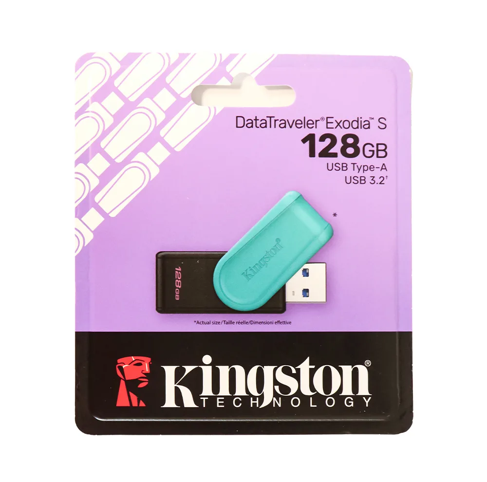 فلش مموری 128 گیگابایت کینگستون مدل Exodia S با رابط USB 3.2 Gen1 Type-A و بدنه پلاستیکی مقاوم