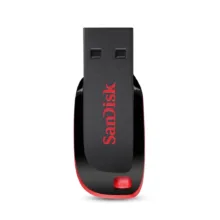 فلش مموری سن دیسک Cruzer Blade CZ50 ظرفیت 32 گیگابایت با رابط USB 2.0، سرعت انتقال 30 مگابایت بر ثانیه، طراحی بدون درپوش و بدنه مات مقاوم در برابر لک و اثر انگشت، دارای شیار اتصال بند و نرم‌افزار امنیتی