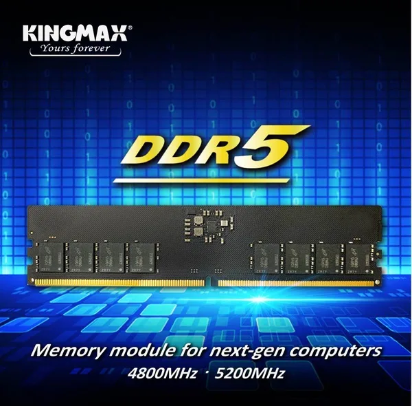رم دسکتاپ کینگمکس DDR5 مدل KM-LD5 ظرفیت 16 گیگابایت سرعت 4800 مگاهرتز تایمینگ 40 قابلیت مصرف توان پایین و سازگار با استاندارد JEDEC