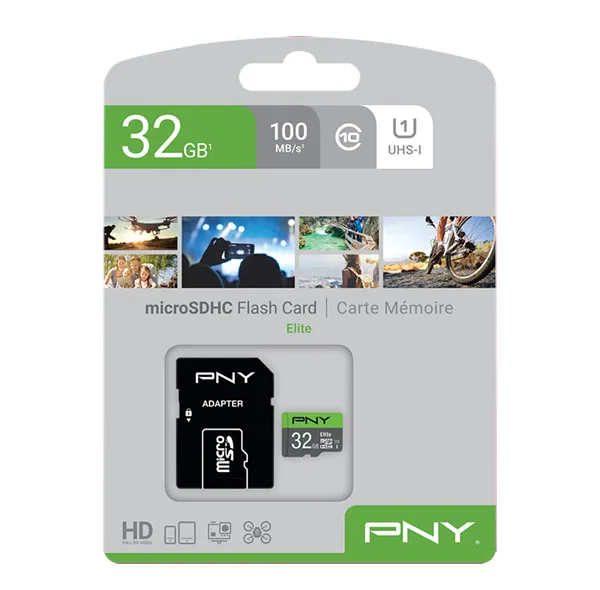 کارت حافظه microSDHC پی ان وای مدل Elite کلاس 10 استاندارد UHS-I U1 سرعت 100MBs ظرفیت 32 گیگابایت به همراه آداپتور SD