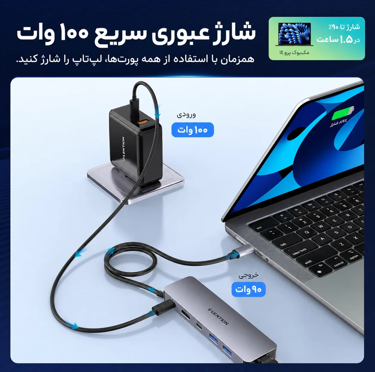 هاب 6 پورت USB-C لنشن مدلC26bHE