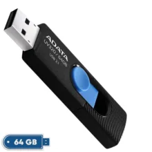 فلش‌مموری کشویی ای دیتا مدل UV320 ظرفیت 64 گیگابایت با رابط USB 3.2 Gen1 سرعت انتقال تا 10 گیگابیت بر ثانیه و سازگار با ویندوز، مک، لینوکس، گوشی و تلویزیون
