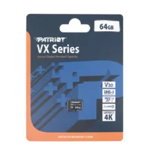 کارت حافظه microSDXC پتریوت مدل VX کلاس 10 استاندارد UHS-I U3-4Kسرعت 90MBps ظرفیت 64 گیگابایت