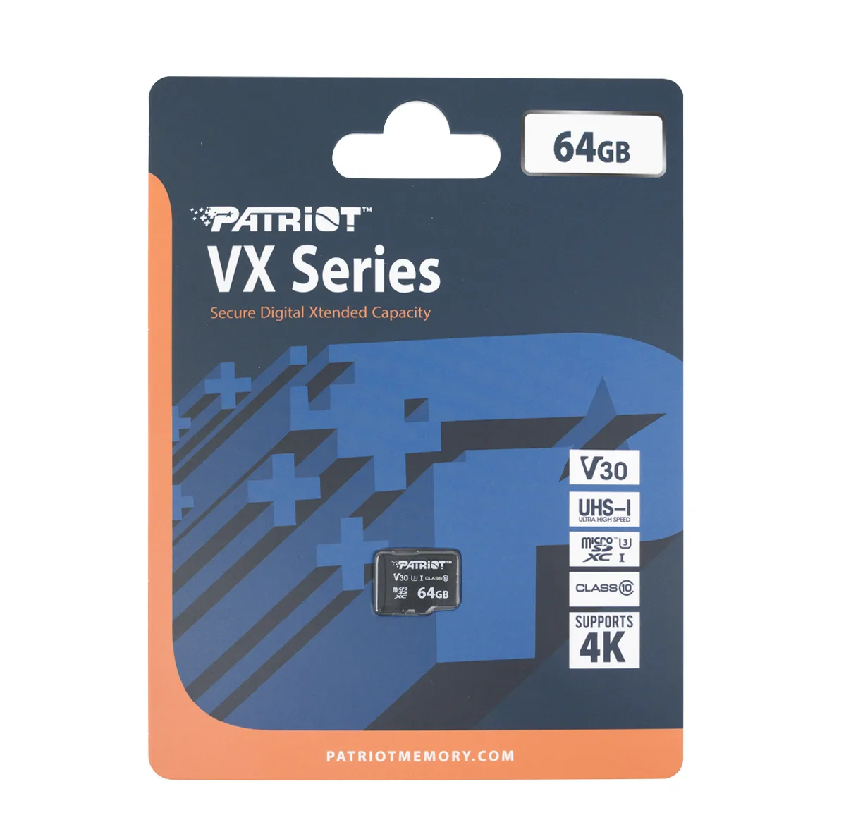 کارت حافظه microSDXC پتریوت مدل VX کلاس 10 استاندارد UHS-I U3-4Kسرعت 90MBps ظرفیت 64 گیگابایت