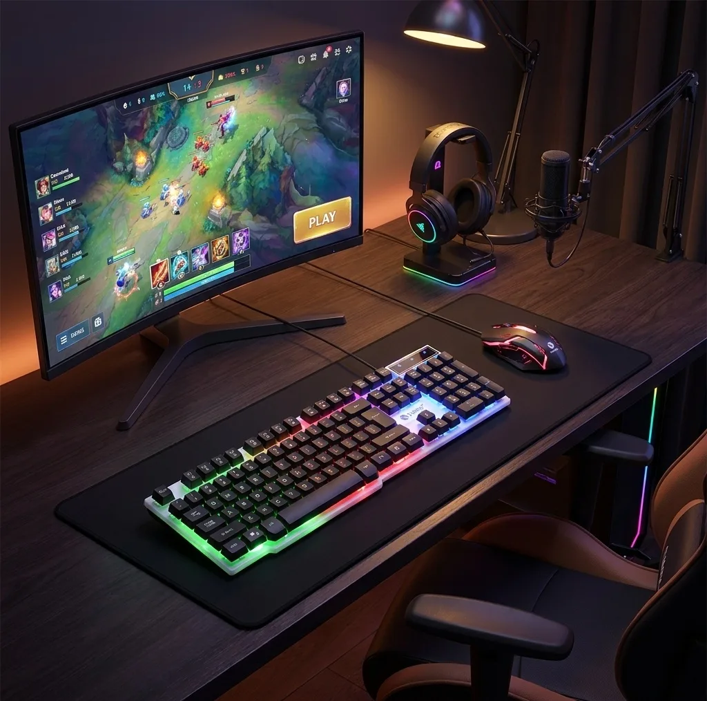 کیبورد و ماوس گیمینگ لایماید مدل GTX-300، سوئیچ ممبران، Full-size، نورپردازی LED RGB