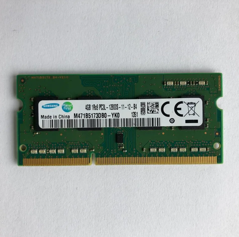 رم لپ‌تاپ سامسونگ DDR3L تک کاناله 4 گیگابایت مدل PC3L-12800 فرکانس 1600 مگاهرتز ولتاژ 1.35 ولت تایمینگ 11 نوع ماژول SO-DIMM