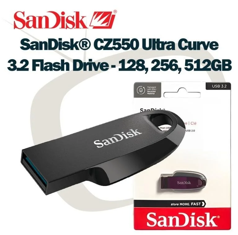 فلش مموری سن دیسک مدل CZ550 CURVE USB3.2 ظرفیت 128 گیگابایت