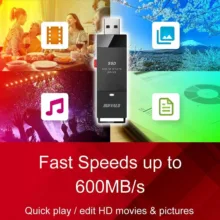 حافظه SSD قابل حمل بوفالو مدل PUT2.0U3B US Portable ظرفیت 2 ترابایت با سرعت خواندن تا 600 مگابایت بر ثانیه، رابط USB کشویی و مبدل USB-C