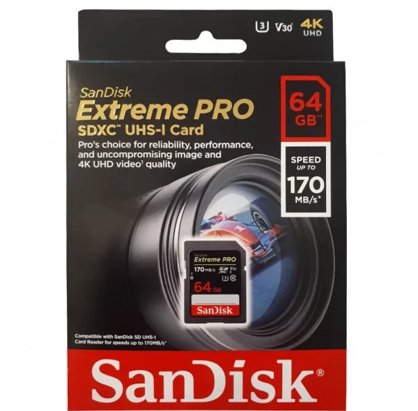 کارت حافظه SD سندیسک مدل SD Card 64GB 170mbs ظرفیت 64 گیگابایت