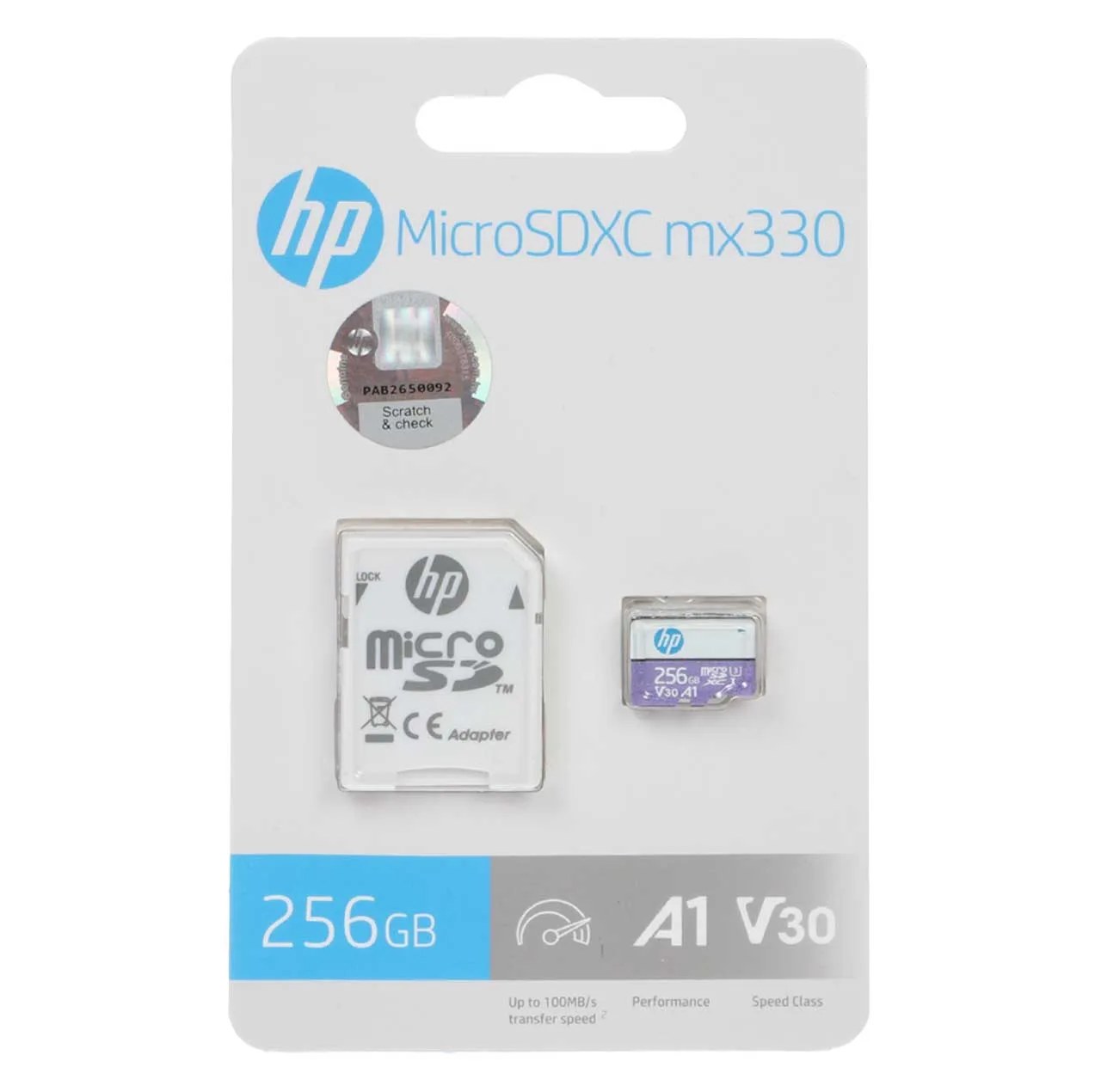 کارت حافظه MicroSD اچ پی مدل mx330 کلاس 10 استاندارد UHS-I U3 سرعت 100MBps ظرفیت 256 گیگابایت به همراه آداپتور SD
