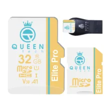 کارت حافظه Micro SDHC کوئین تک مدل Elite pro A1-V30-566X PLUS کلاس 10 استاندارد UHS-l U3 سرعت 85mbps ظرفیت 32 گیگابایت به همراه آداپتور SD و کارت خوان USB
