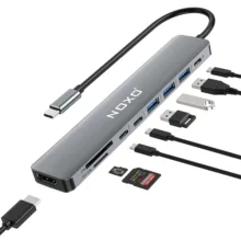 هاب 9 پورت USB-C نوکسو مدل HUB-N1 9in1 با پشتیبانی شارژ PD 100 وات، HDMI 4K، USB 3.0 و کارت‌خوان SD/TF