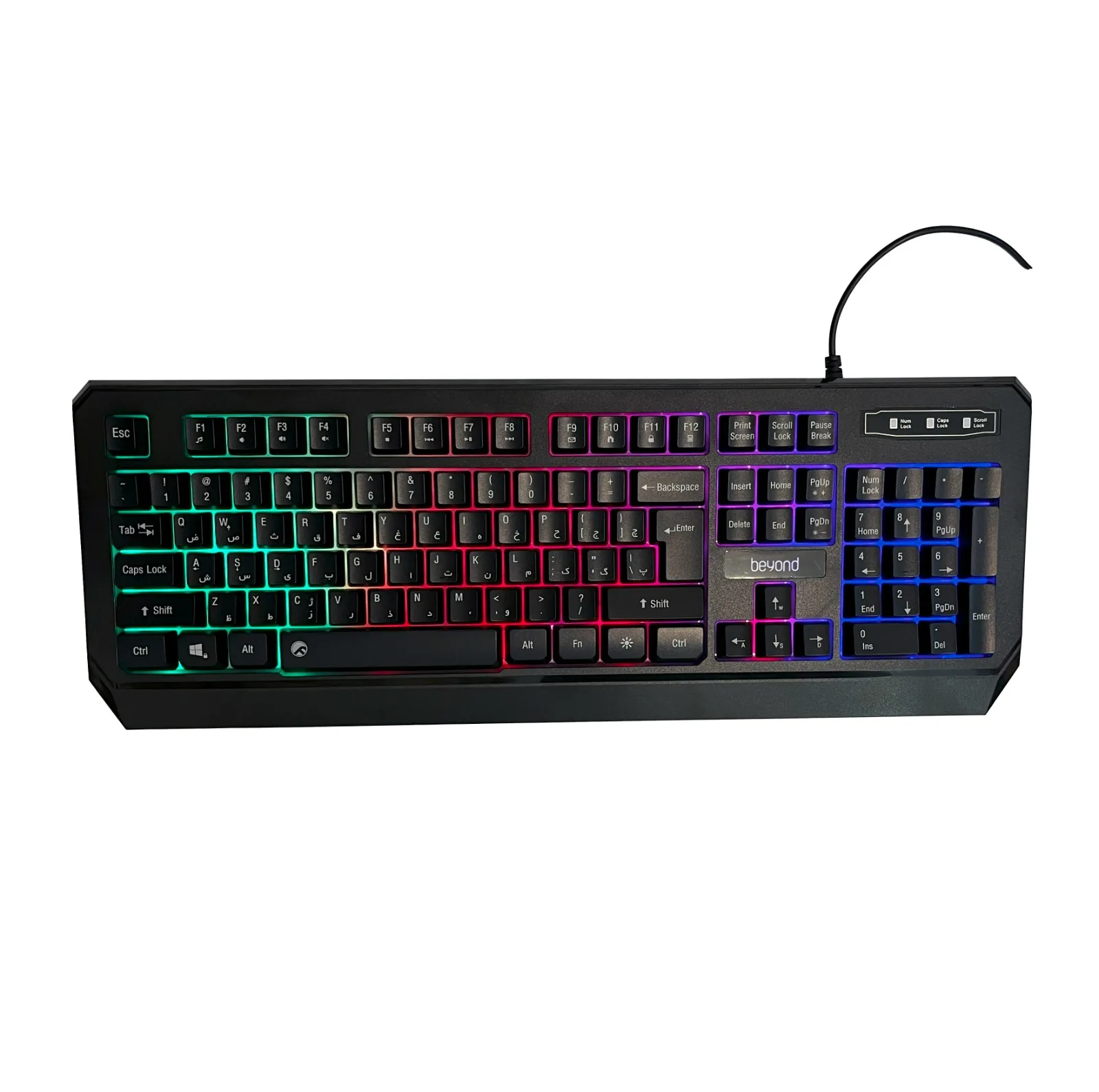 کیبورد بیاند مدل Bk-7140، سوئیچ ممبران، Full-size، نورپردازی LED RGB